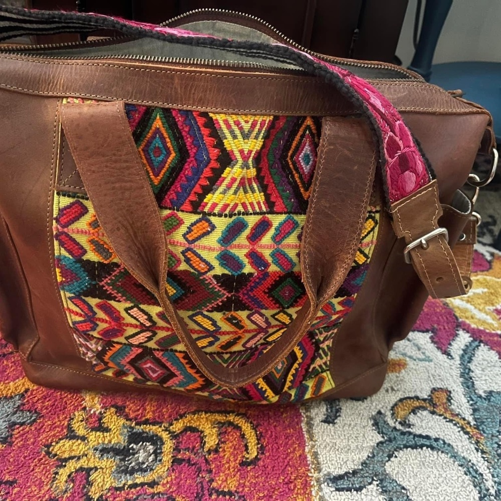 Moonwater wheat huipil convertible day bag EUC